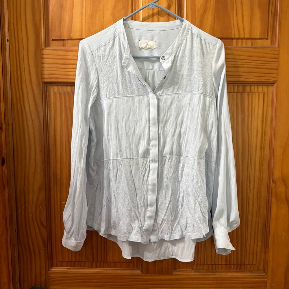 Lou & Grey Blue Button down flowy Top Size Small